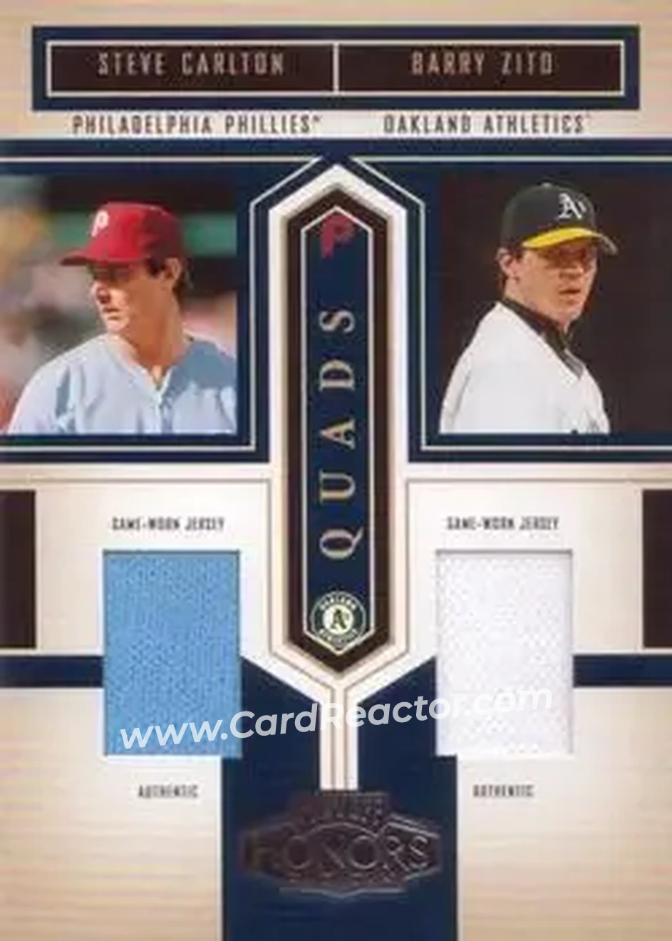 2004 Playoff Honors - Quad Material #Q-23 - Steve Carlton - Tom Glavine - Barry Zito - Andy Pettitte - Front