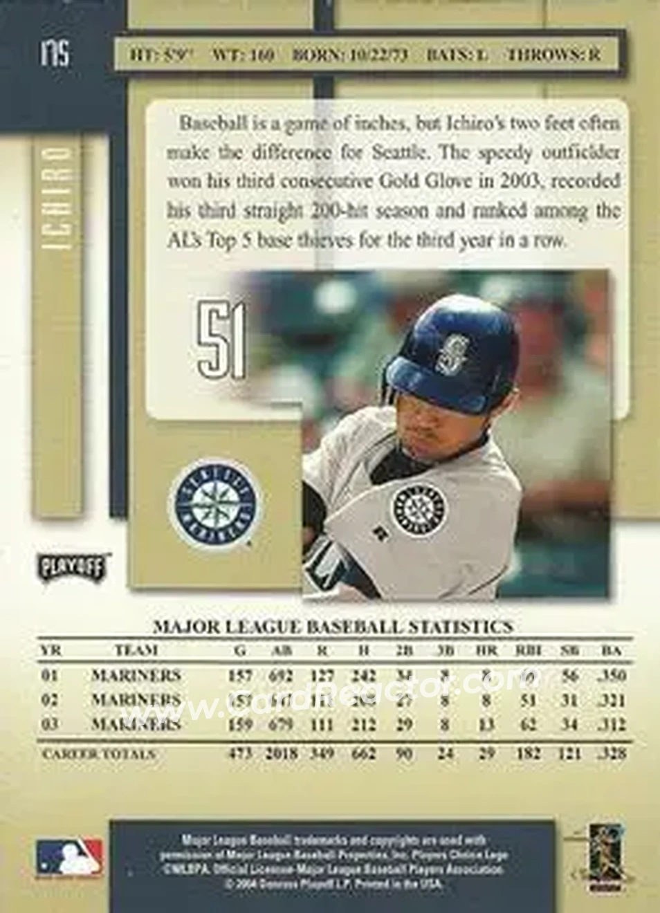 2004 Playoff Prestige #175 - Ichiro - Seattle Mariners - Back