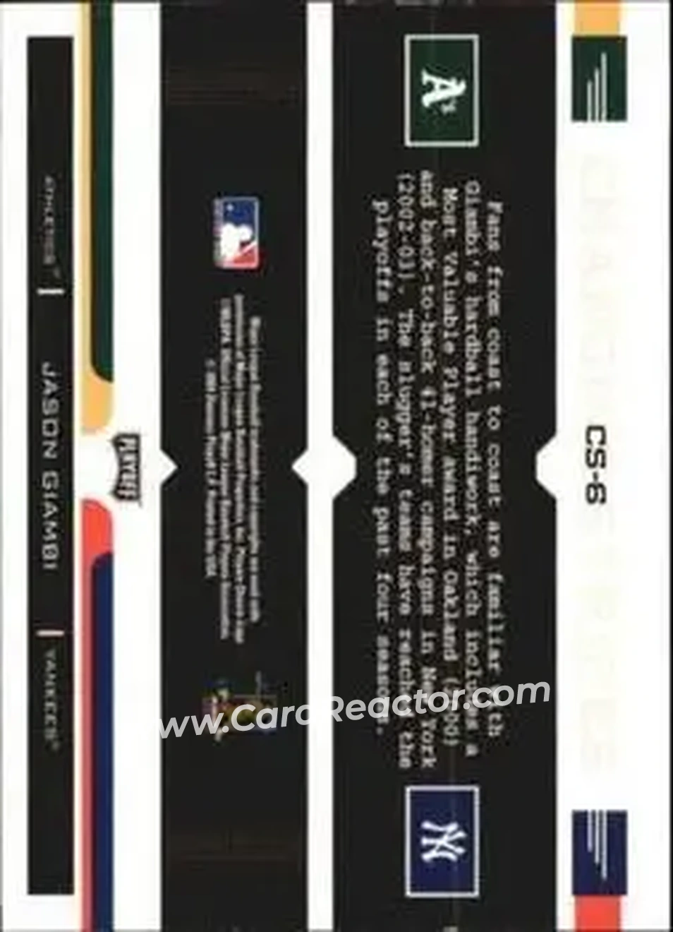 2004 Playoff Prestige - Changing Stripes #CS-6 - Jason Giambi - Back