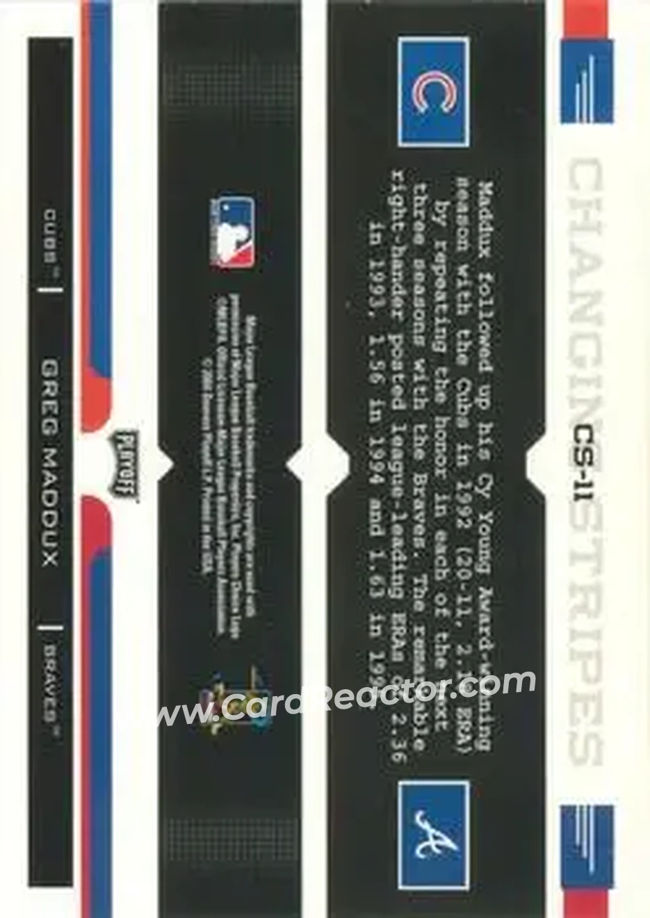 2004 Playoff Prestige - Changing Stripes #CS-11 - Greg Maddux - Back 2004 Playoff Prestige - Changing Stripes #CS-11 - Greg Maddux - Back