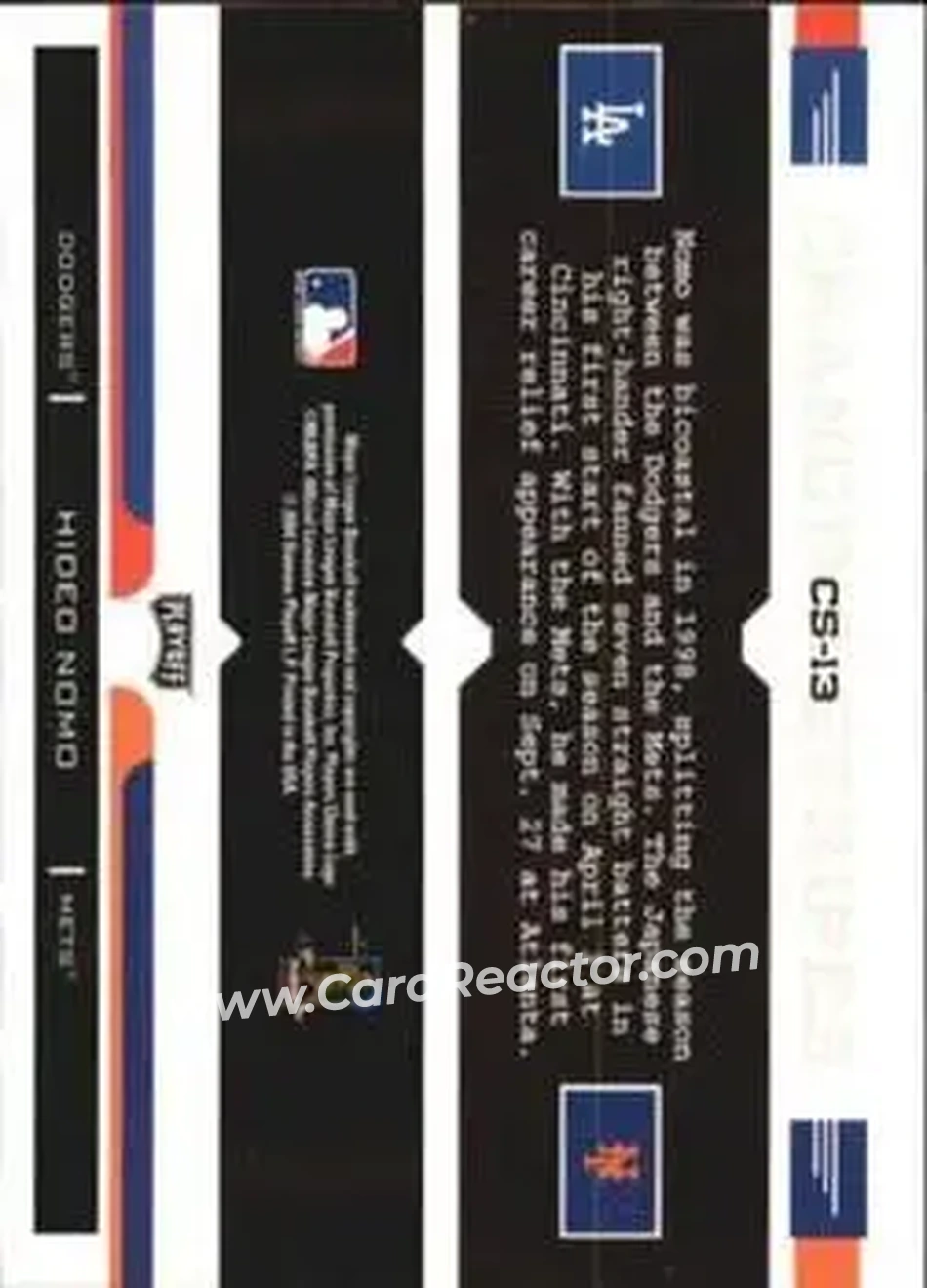 2004 Playoff Prestige - Changing Stripes #CS-13 - Hideo Nomo - Back