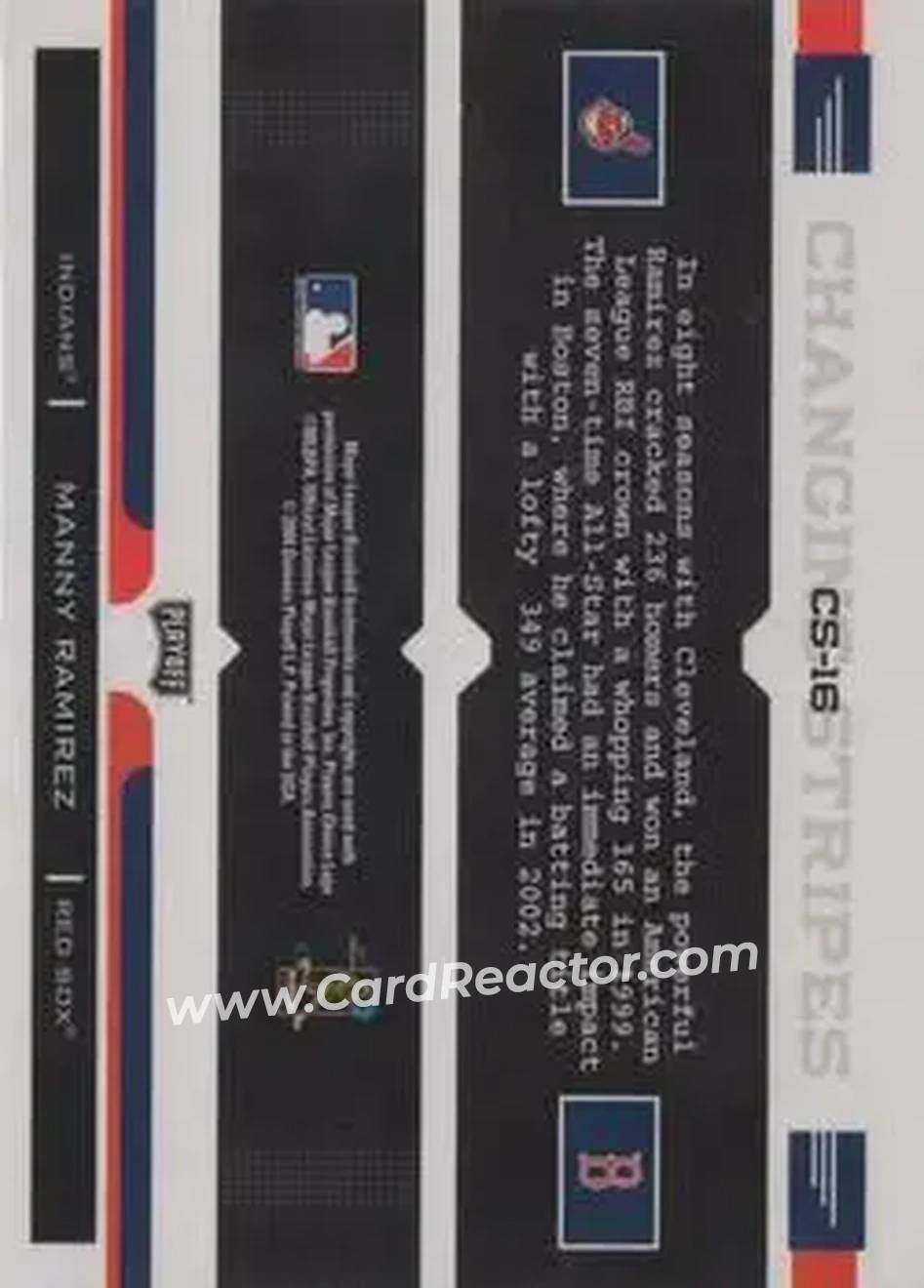 2004 Playoff Prestige - Changing Stripes #CS-16 - Manny Ramirez - Back