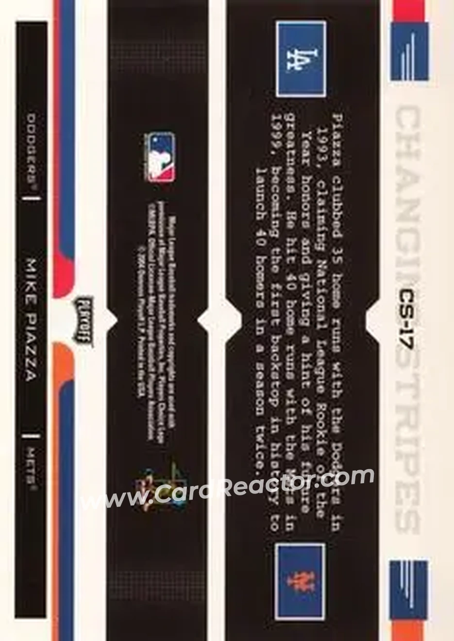 2004 Playoff Prestige - Changing Stripes #CS-17 - Mike Piazza - Back