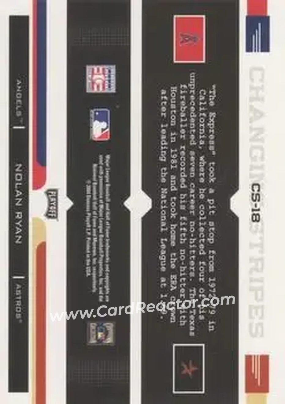 2004 Playoff Prestige - Changing Stripes #CS-18 - Nolan Ryan - Back