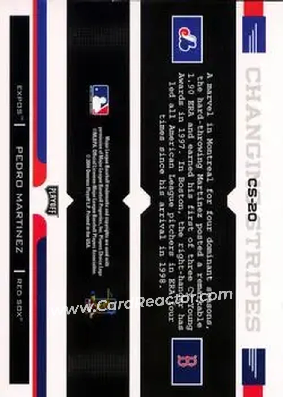 2004 Playoff Prestige - Changing Stripes #CS-20 - Pedro Martinez - Back