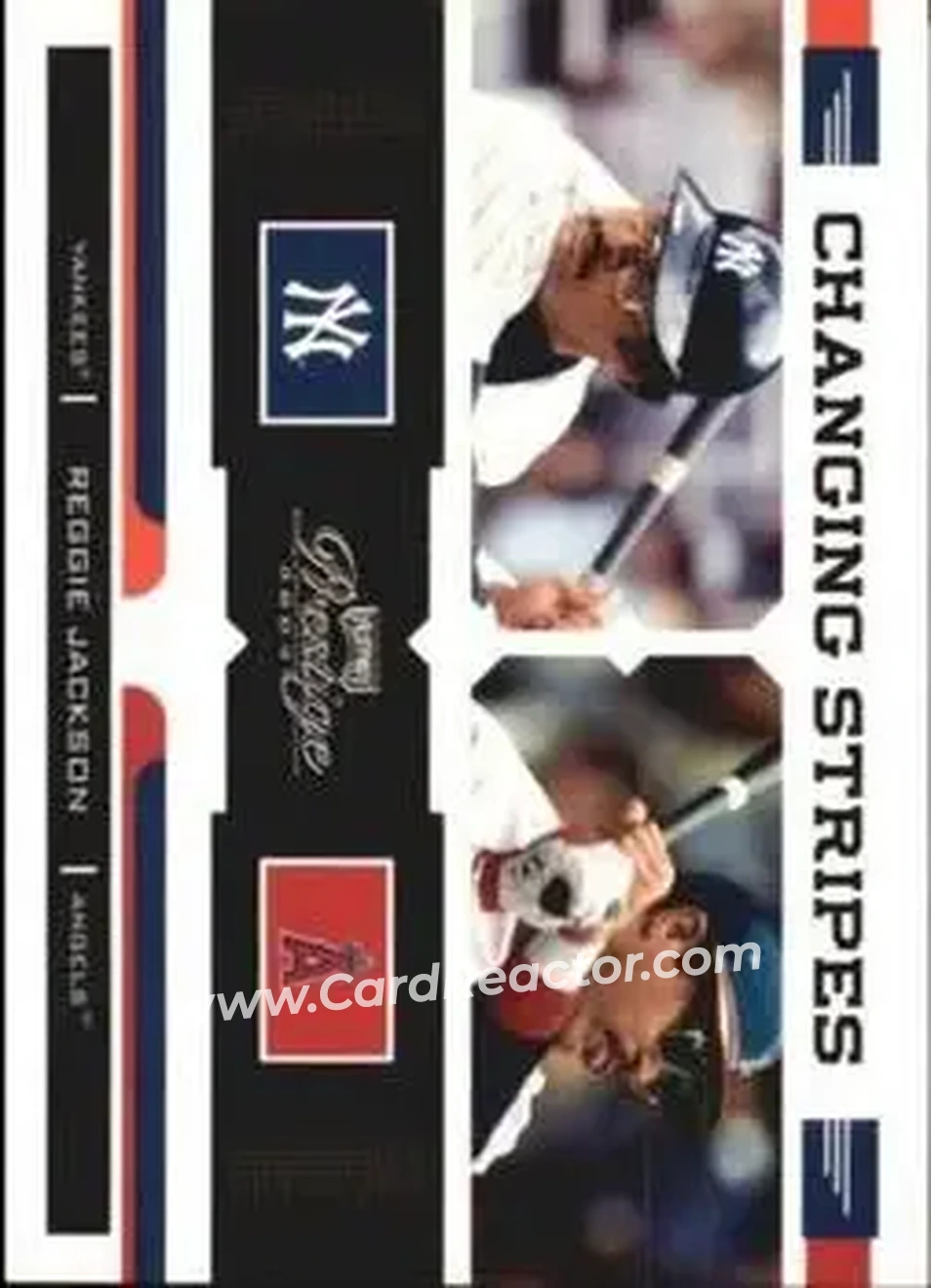2004 Playoff Prestige - Changing Stripes #CS-21 - Reggie Jackson (b.1946 OF) - Front 2004 Playoff Prestige - Changing Stripes #CS-21 - Reggie Jackson (b.1946 OF) - Front