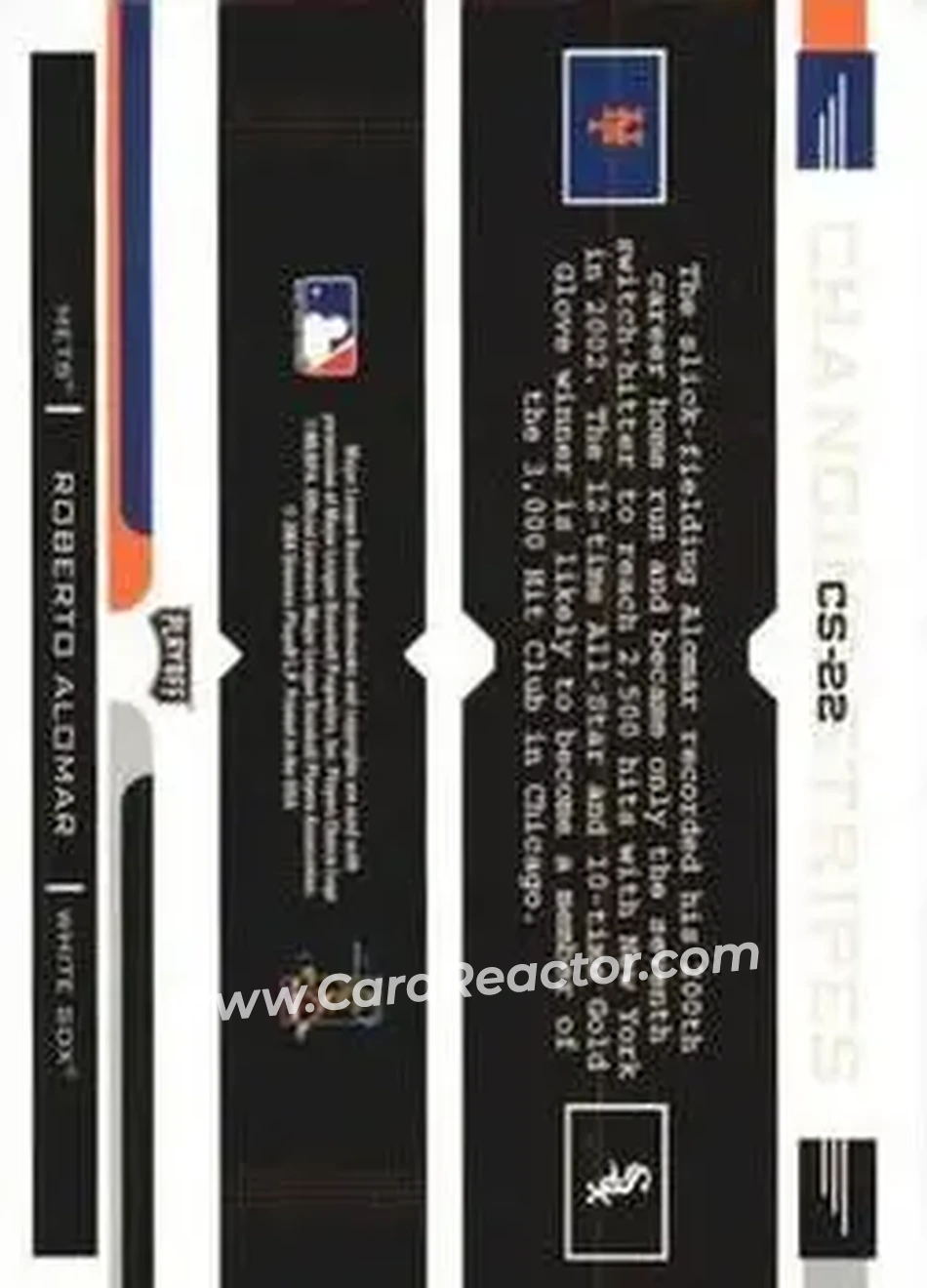 2004 Playoff Prestige - Changing Stripes #CS-22 - Roberto Alomar - Back 2004 Playoff Prestige - Changing Stripes #CS-22 - Roberto Alomar - Back