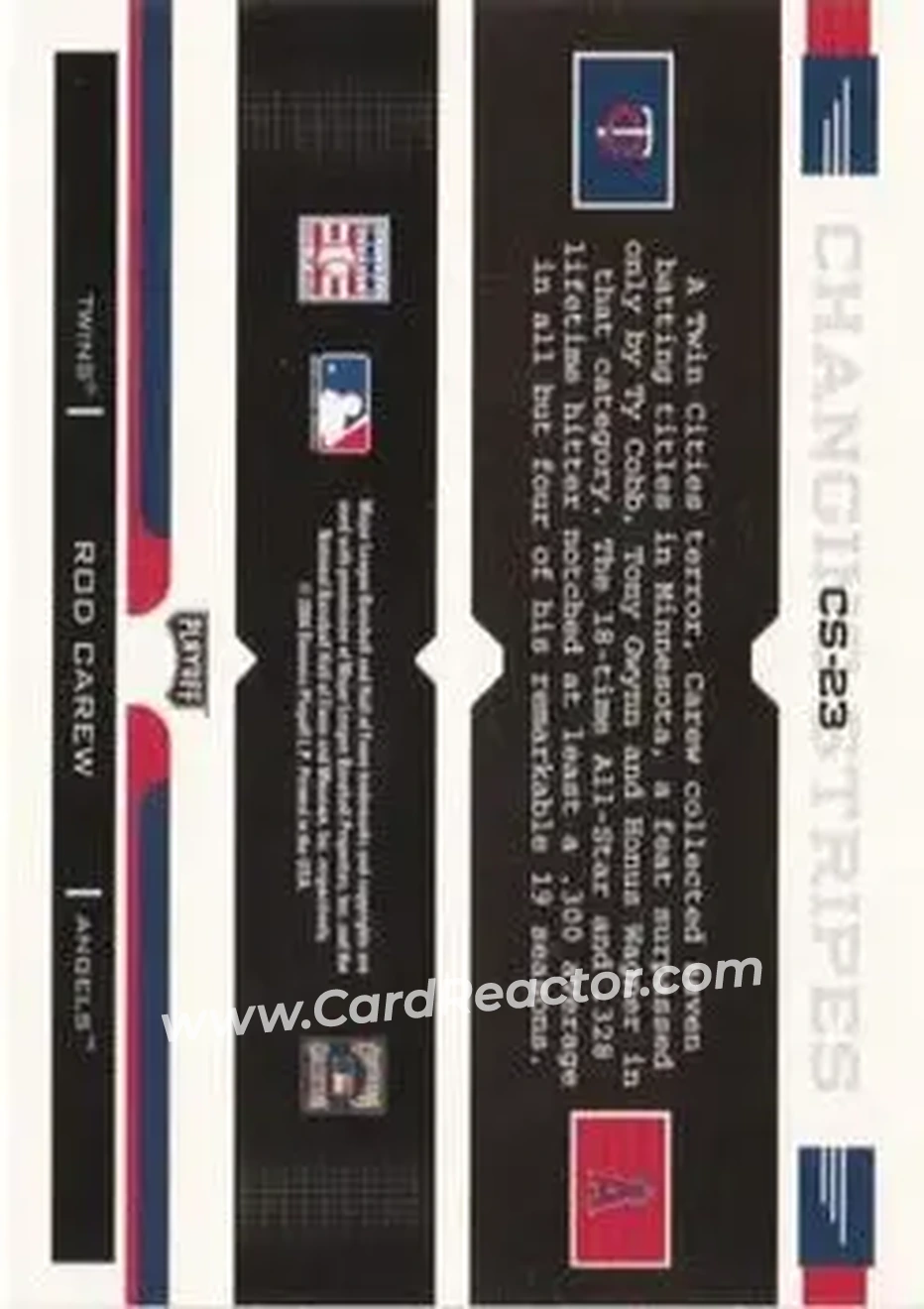 2004 Playoff Prestige - Changing Stripes #CS-23 - Rod Carew - Back