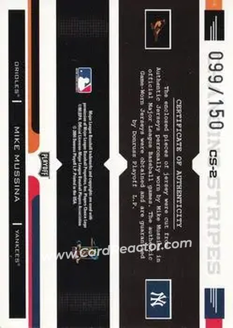 2004 Playoff Prestige - Changing Stripes Dual Jersey #CS-2 - Mike Mussina - Back
