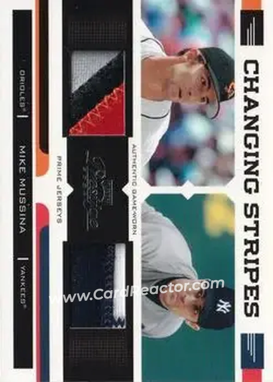 2004 Playoff Prestige - Changing Stripes Dual Jersey Prime #CS-2 - Mike Mussina - Front
