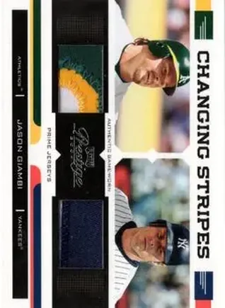 2004 Playoff Prestige - Changing Stripes Dual Jersey Prime #CS-6 - Jason Giambi