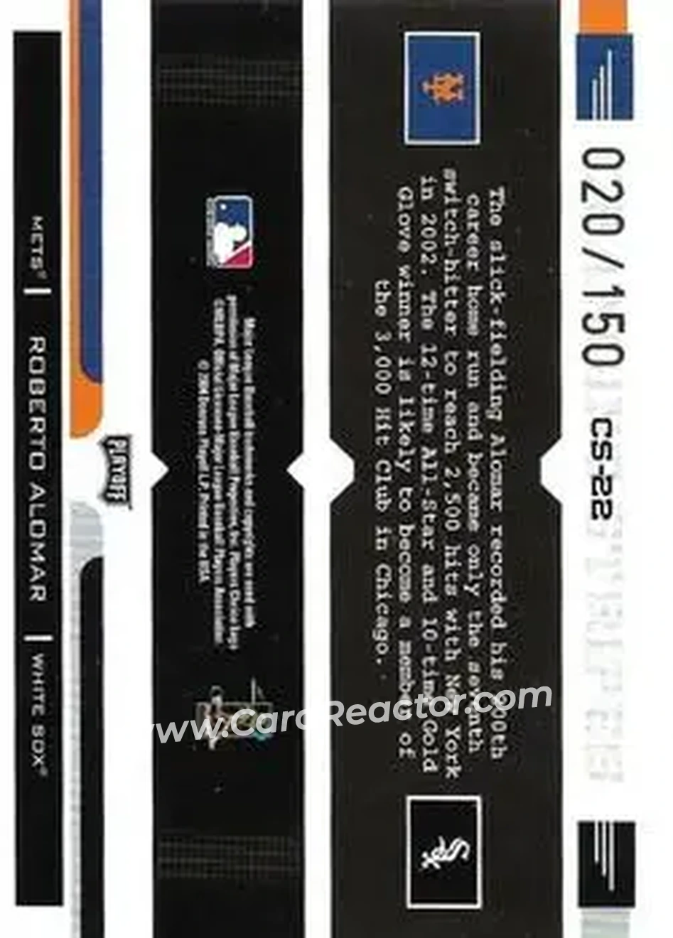 2004 Playoff Prestige - Changing Stripes Foil #CS-22 - Roberto Alomar - Back 2004 Playoff Prestige - Changing Stripes Foil #CS-22 - Roberto Alomar - Back