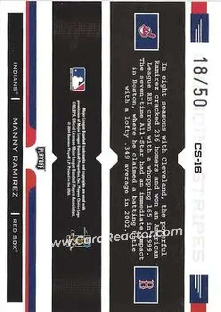 2004 Playoff Prestige - Changing Stripes Holo-Foil #CS-16 - Manny Ramirez - Back