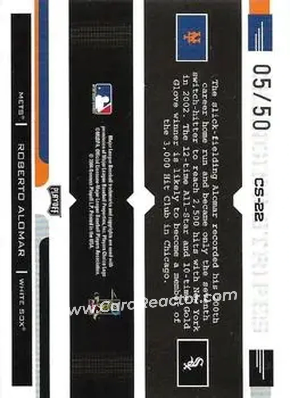 2004 Playoff Prestige - Changing Stripes Holo-Foil #CS-22 - Roberto Alomar - Back
