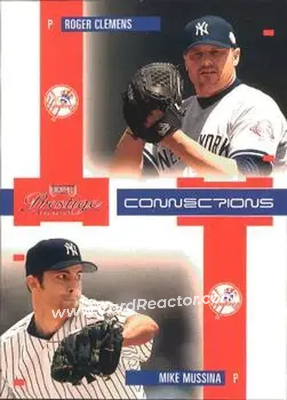 2004 Playoff Prestige - Connections #C-10 - Roger Clemens - Mike Mussina - New York Yankees - Front
