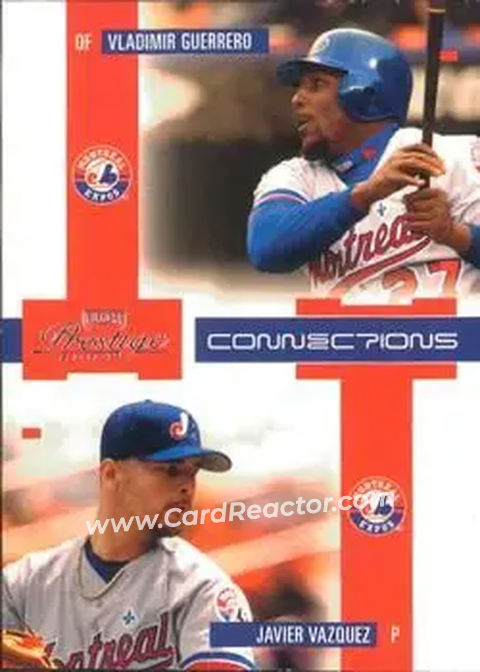 2004 Playoff Prestige - Connections #C-20 - Vladimir Guerrero - Javier Vazquez - Montreal Expos - Front