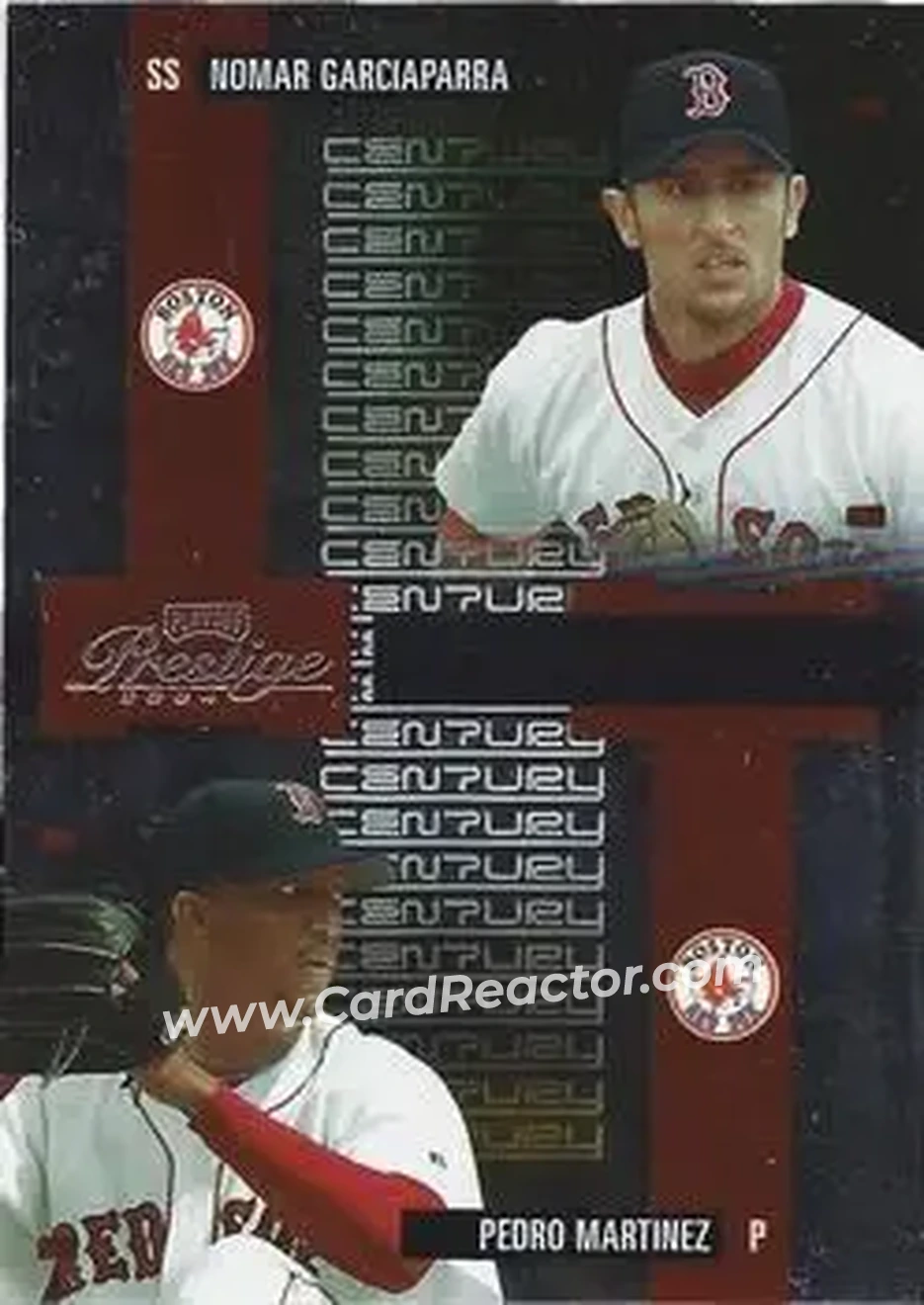 2004 Playoff Prestige - Connections Century Foil #C-14 - Nomar Garciaparra - Pedro Martinez - Boston Red Sox - Front