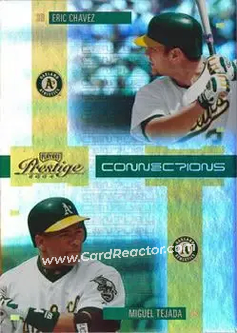 2004 Playoff Prestige - Connections Century Holo-Foil #C-16 - Miguel Tejada - Eric Chavez - Oakland Athletics - Front