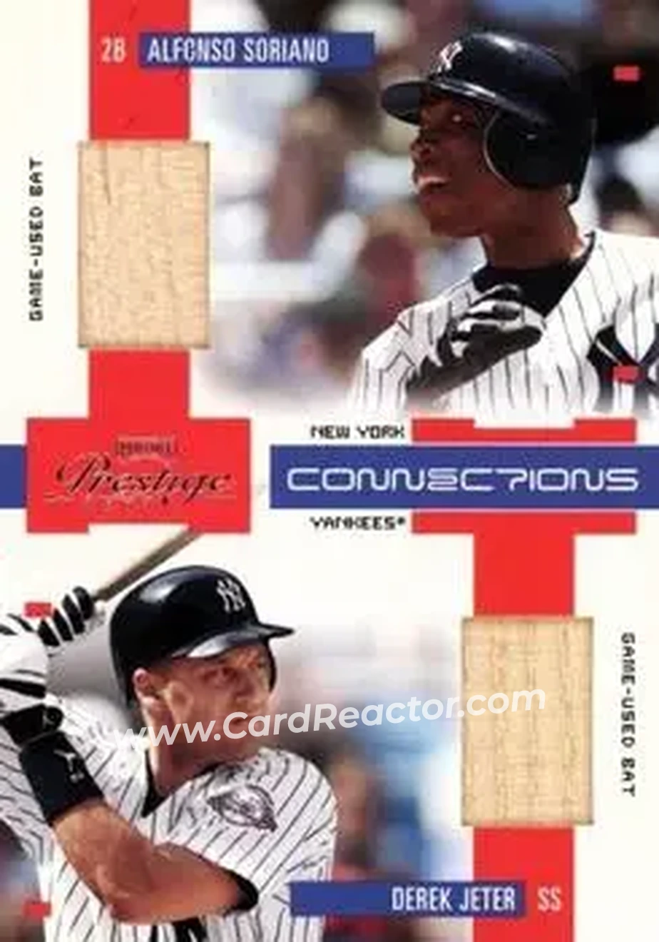 2004 Playoff Prestige - Connections Material #C-1 - Derek Jeter - Alfonso Soriano - New York Yankees - Front