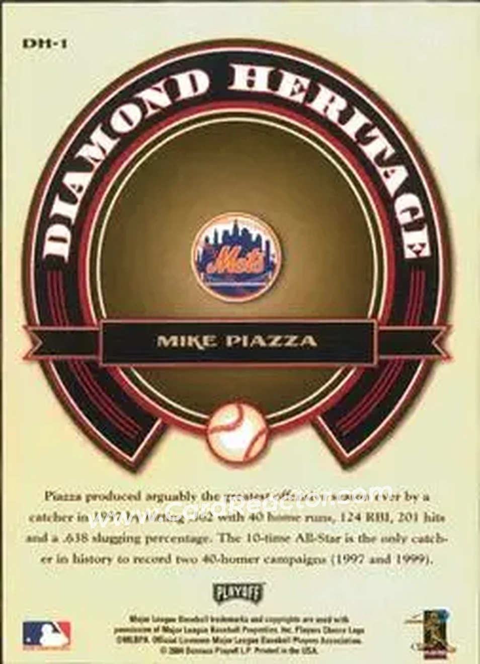 2004 Playoff Prestige - Diamond Heritage #DH-1 - Mike Piazza - New York Mets - Back