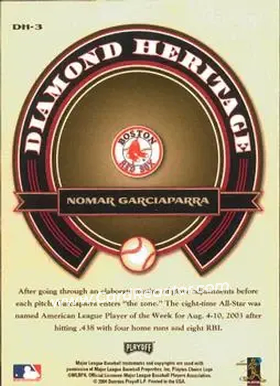 2004 Playoff Prestige - Diamond Heritage #DH-3 - Nomar Garciaparra - Boston Red Sox - Back