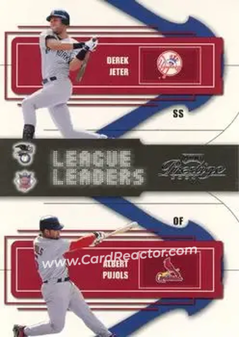 2004 Playoff Prestige - League Leaders Double #LLD-5 - Derek Jeter - Albert Pujols - Front