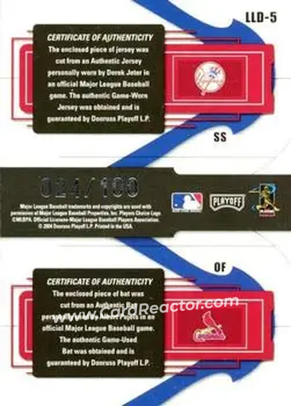 2004 Playoff Prestige - League Leaders Double Material #LLD-5 - Derek Jeter - Albert Pujols - Back