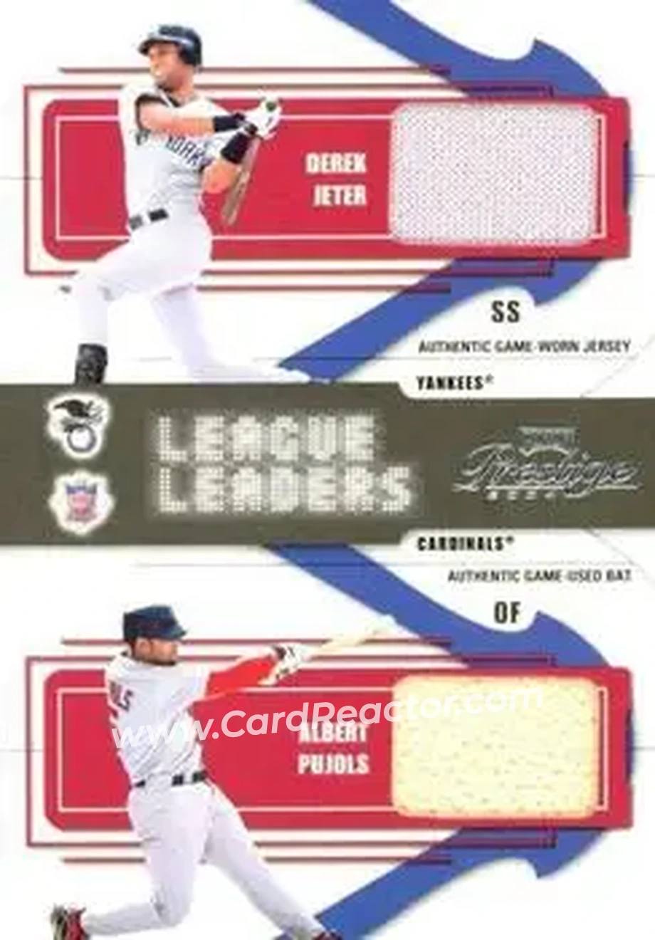 2004 Playoff Prestige - League Leaders Double Material #LLD-5 - Derek Jeter - Albert Pujols - Front