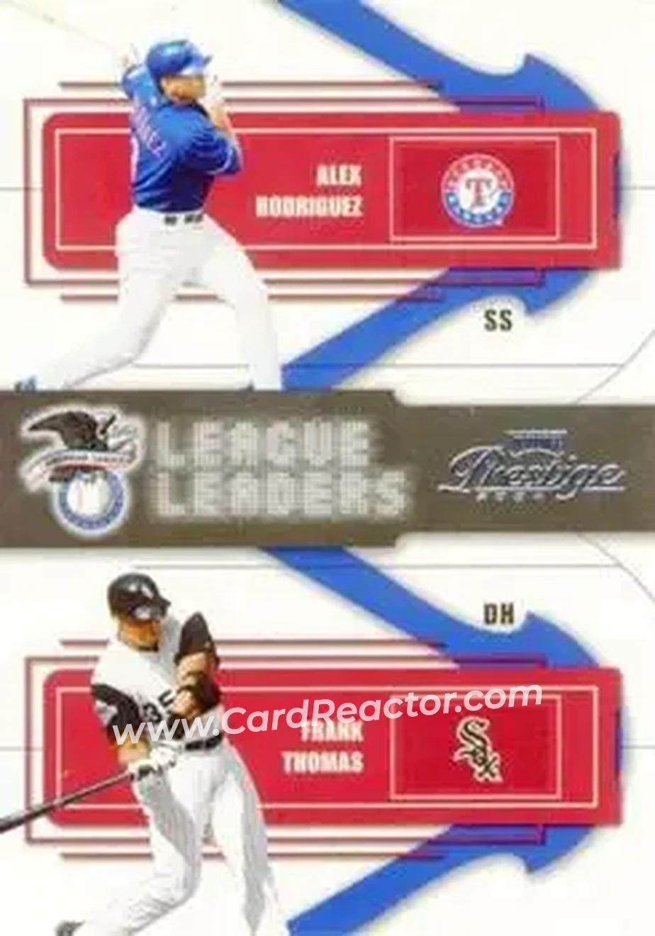 2004 Playoff Prestige - League Leaders Quad #LLQ-5 - Alex Rodriguez - Frank Thomas - Jason Giambi - Carlos Delgado - Front