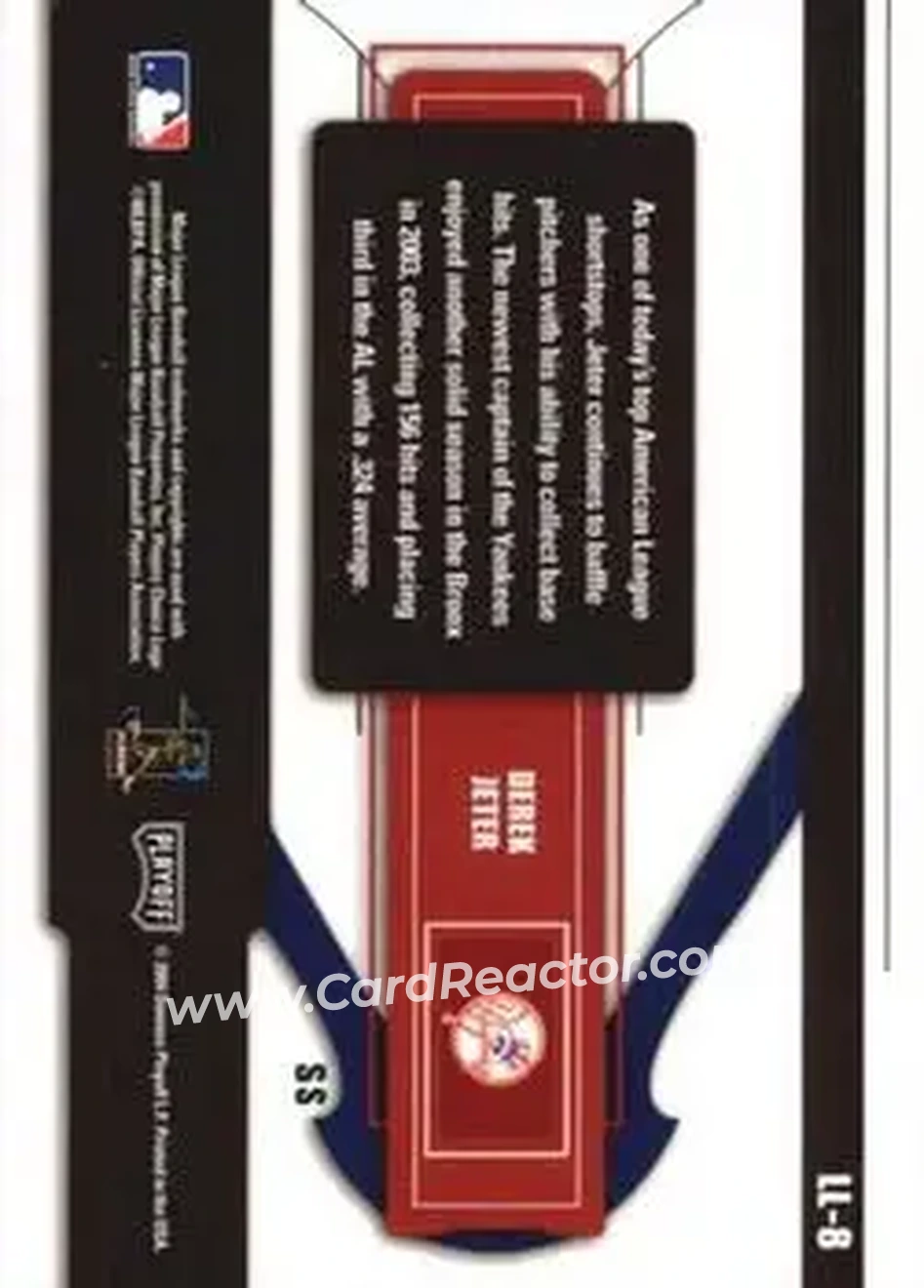 2004 Playoff Prestige - League Leaders Single #LL-8 - Derek Jeter - New York Yankees - Back