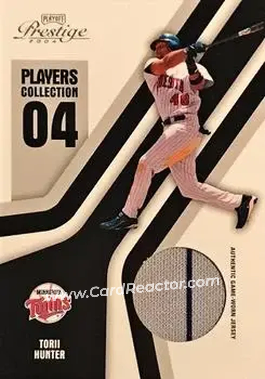 2004 Playoff Prestige - Players Collection Jersey #PC-97 - Torii Hunter - Minnesota Twins - Front 2004 Playoff Prestige - Players Collection Jersey #PC-97 - Torii Hunter - Minnesota Twins - Front