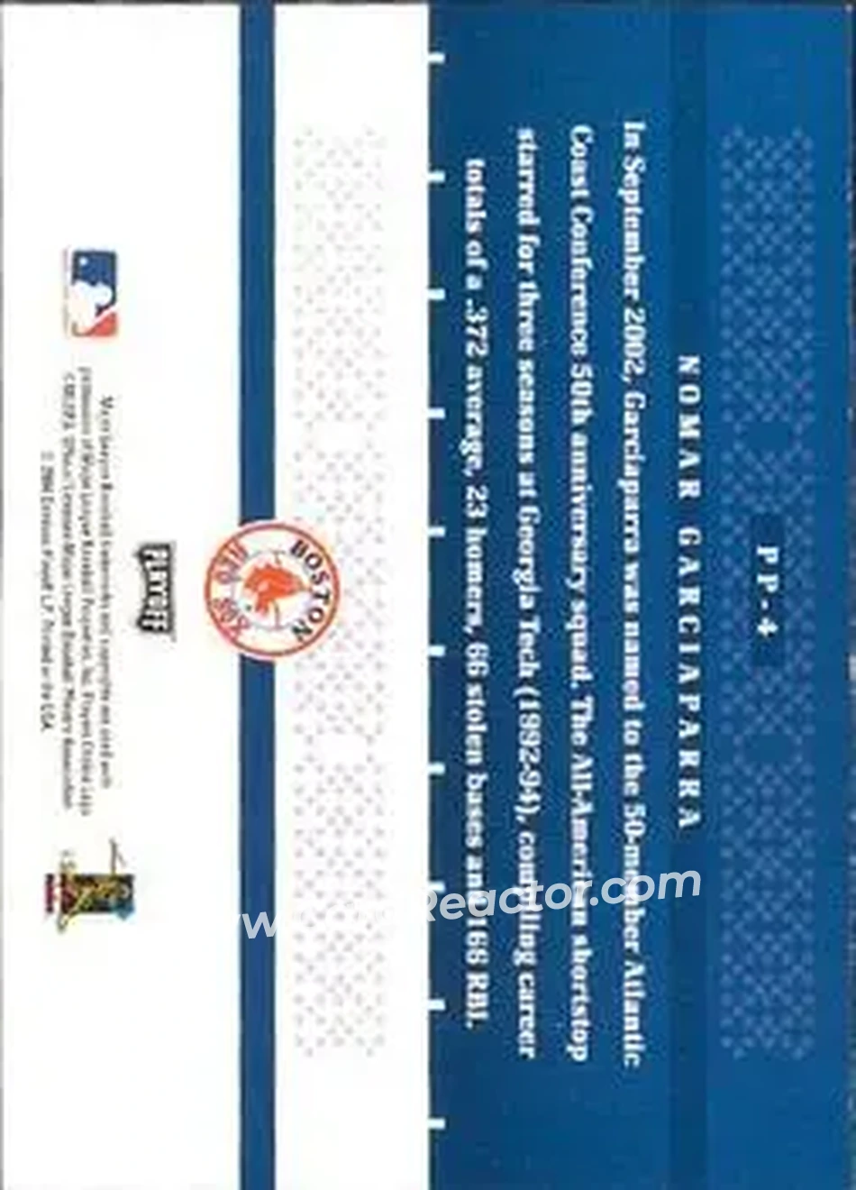 2004 Playoff Prestige - Prestigious Pros #PP-4 - Nomar Garciaparra - Boston Red Sox - Back