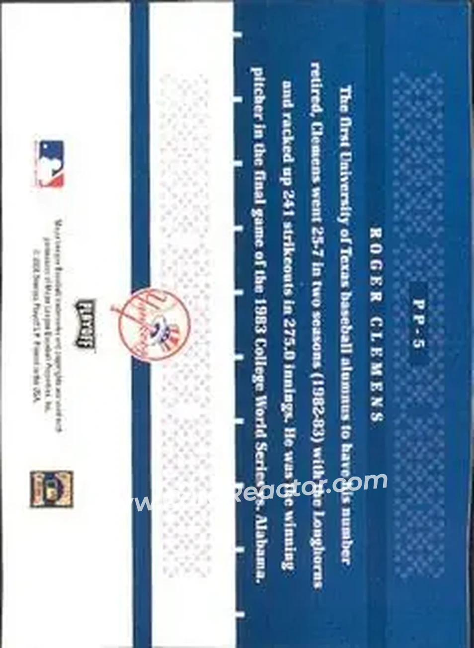 2004 Playoff Prestige - Prestigious Pros #PP-5 - Roger Clemens - New York Yankees - Back