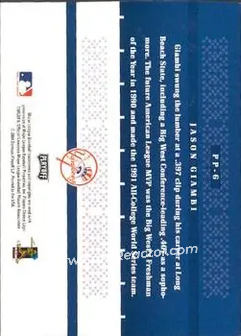 2004 Playoff Prestige - Prestigious Pros #PP-6 - Jason Giambi - New York Yankees - Back