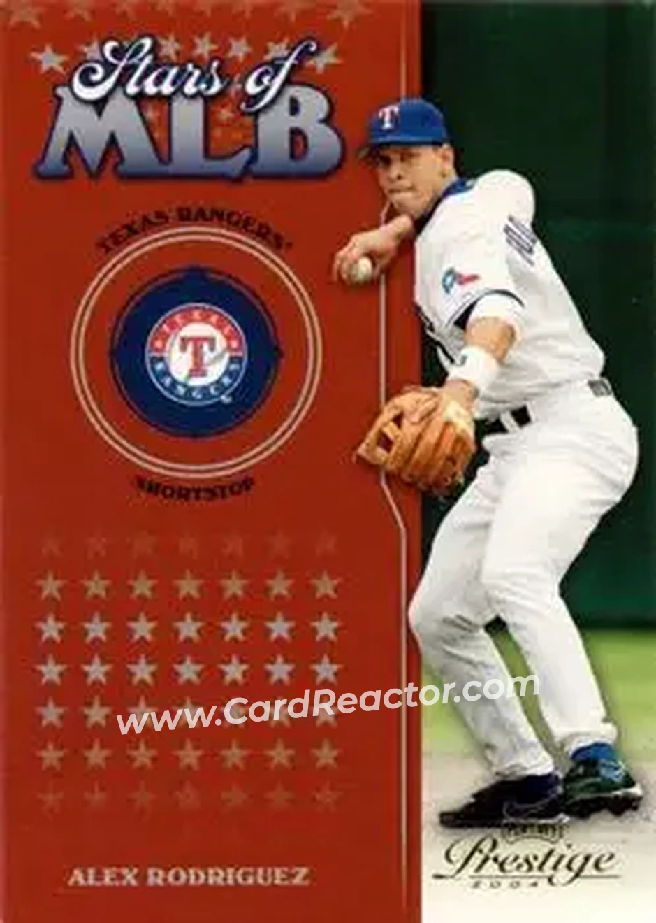 2004 Playoff Prestige - Stars of MLB #MLB-9 - Alex Rodriguez - Texas Rangers - Front 2004 Playoff Prestige - Stars of MLB #MLB-9 - Alex Rodriguez - Texas Rangers - Front