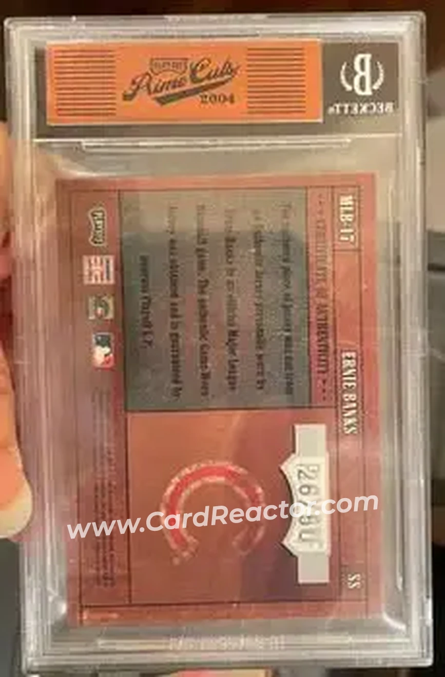 2004 Playoff Prime Cuts - MLB Icons Material #MLB-17 - Ernie Banks - Chicago Cubs - Back 2004 Playoff Prime Cuts - MLB Icons Material #MLB-17 - Ernie Banks - Chicago Cubs - Back