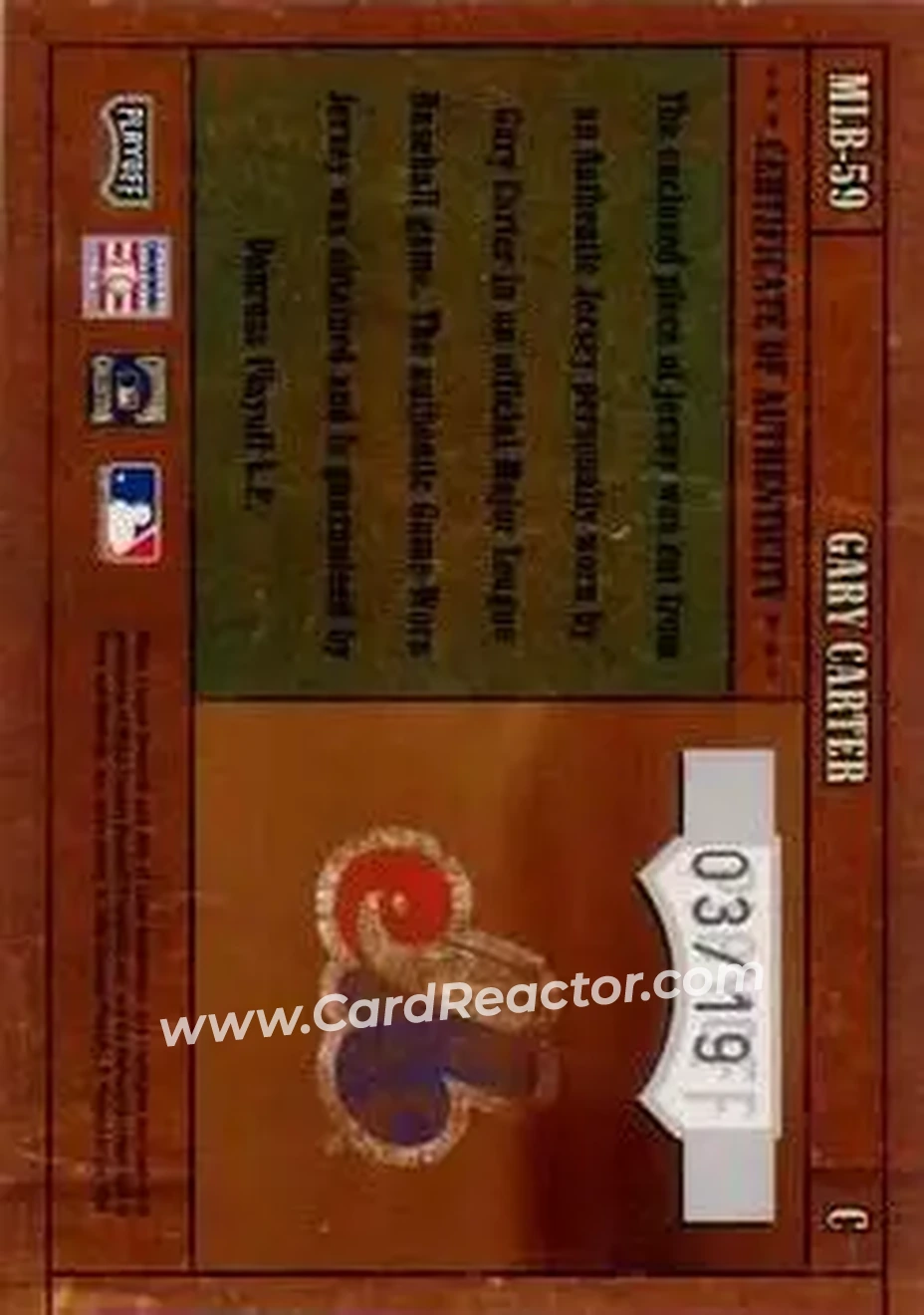 2004 Playoff Prime Cuts - MLB Icons Material #MLB-59 - Gary Carter - Montreal Expos - Back