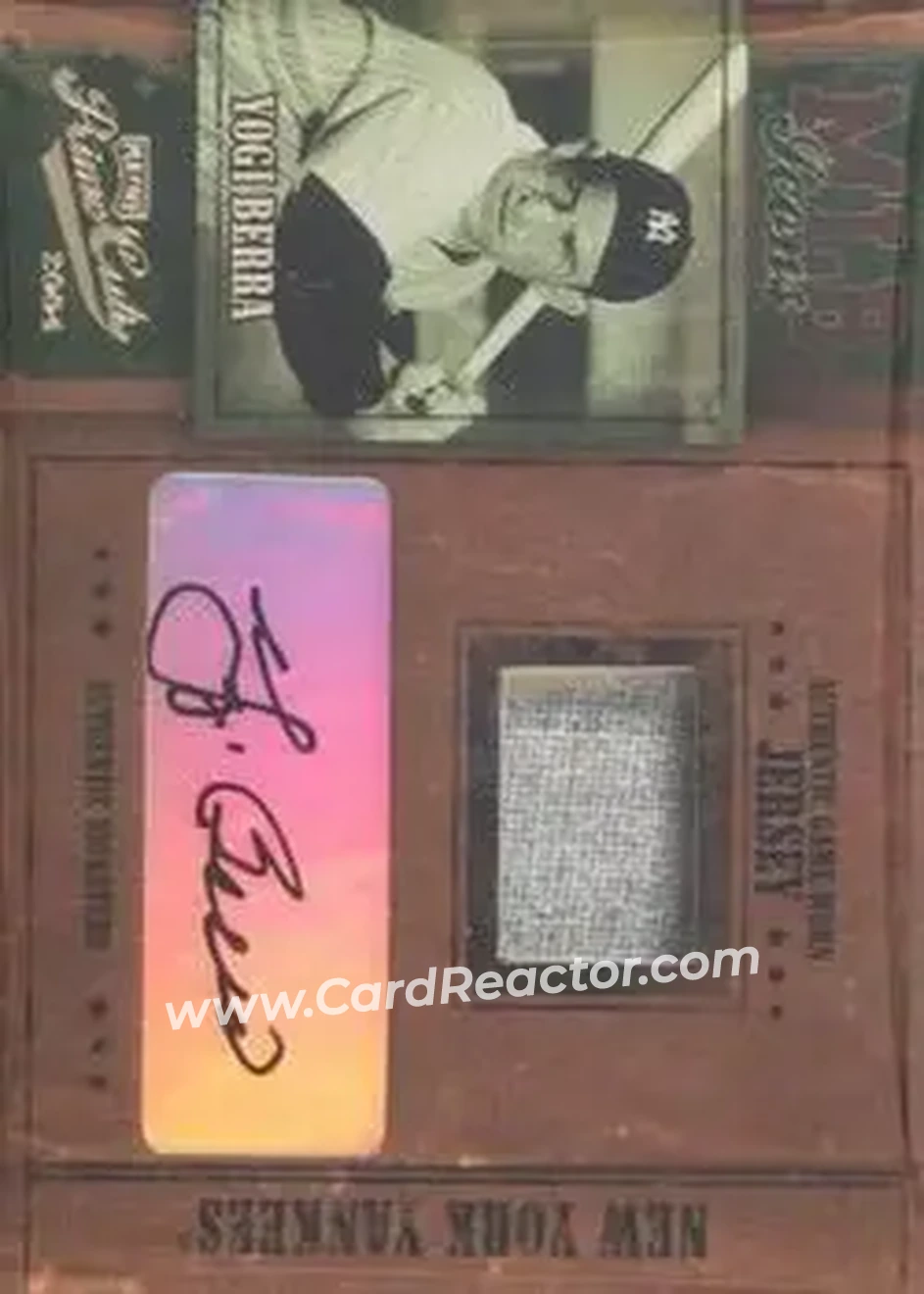 2004 Playoff Prime Cuts - MLB Icons Material Signature #MLB-13 - Larry "Yogi" Berra - New York Yankees - Front 2004 Playoff Prime Cuts - MLB Icons Material Signature #MLB-13 - Larry "Yogi" Berra - New York Yankees - Front