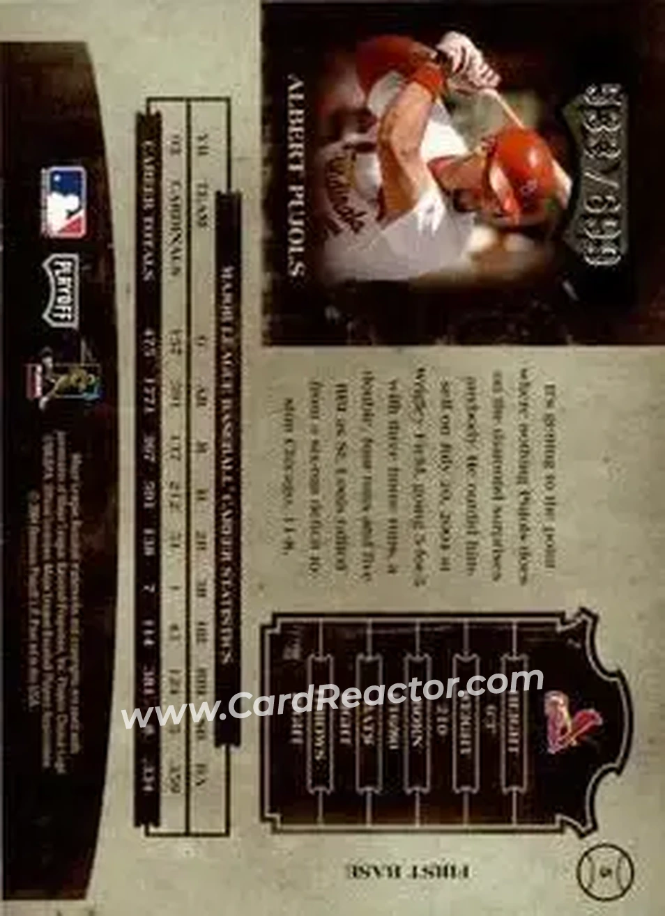 2004 Playoff Prime Cuts II #5 - Albert Pujols - St. Louis Cardinals - Back