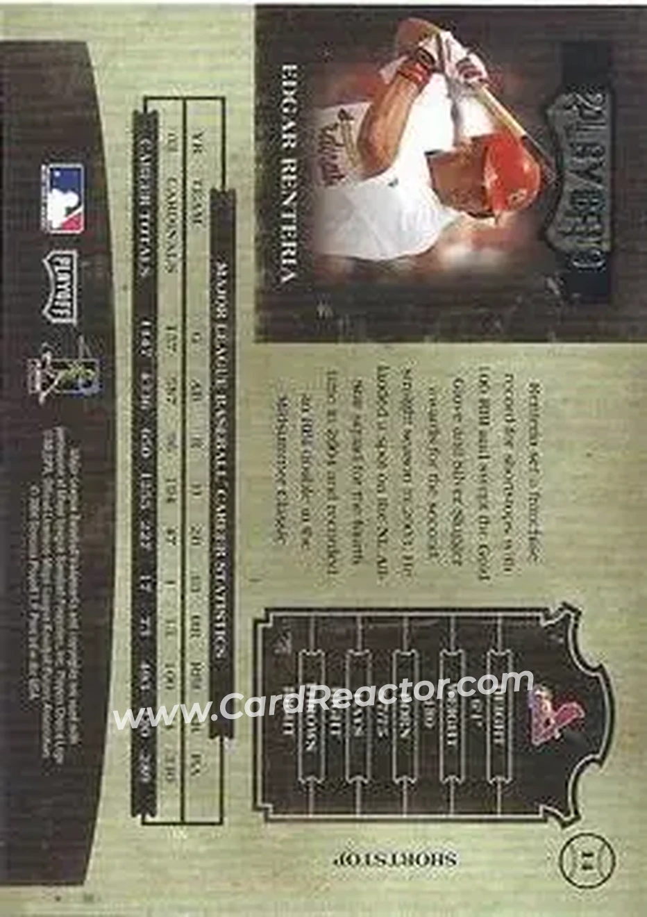 2004 Playoff Prime Cuts II #14 - Edgar Renteria - St. Louis Cardinals - Back