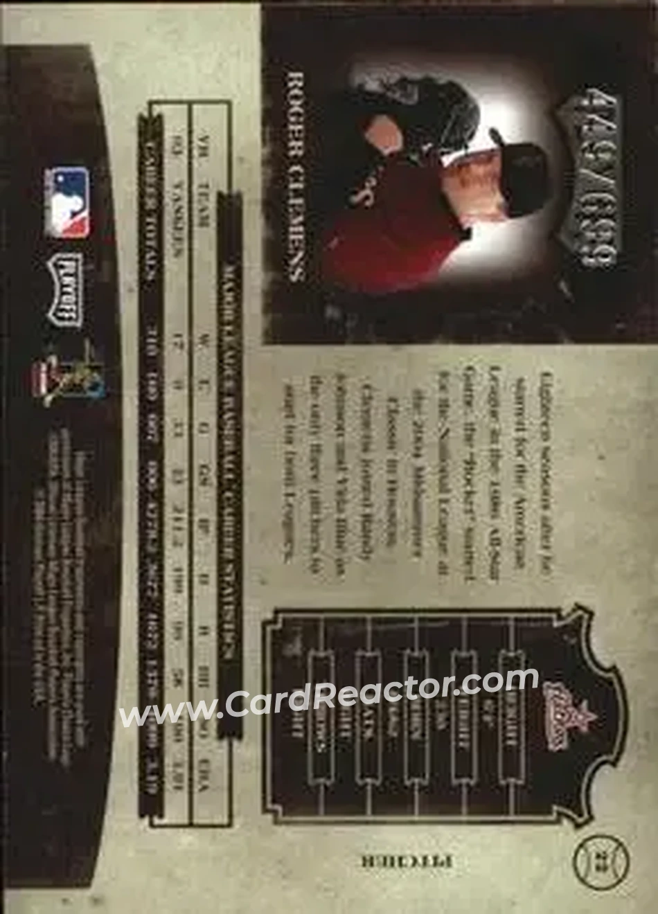 2004 Playoff Prime Cuts II #22 - Roger Clemens - Houston Astros - Back