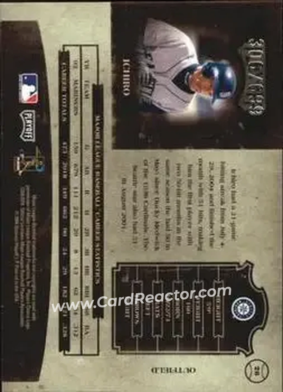 2004 Playoff Prime Cuts II #26 - Ichiro - Seattle Mariners - Back