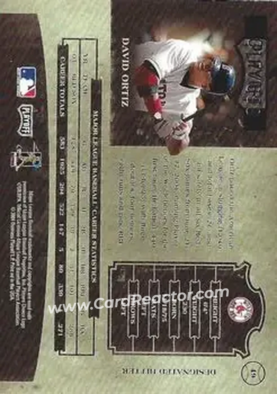 2004 Playoff Prime Cuts II #49 - David Ortiz - Boston Red Sox - Back 2004 Playoff Prime Cuts II #49 - David Ortiz - Boston Red Sox - Back