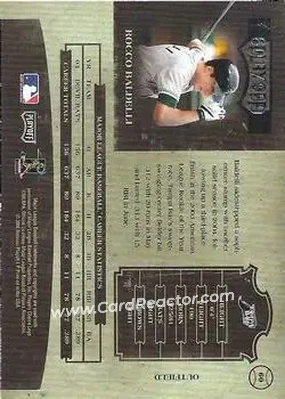2004 Playoff Prime Cuts II #60 - Rocco Baldelli - Tampa Bay Devil Rays - Back