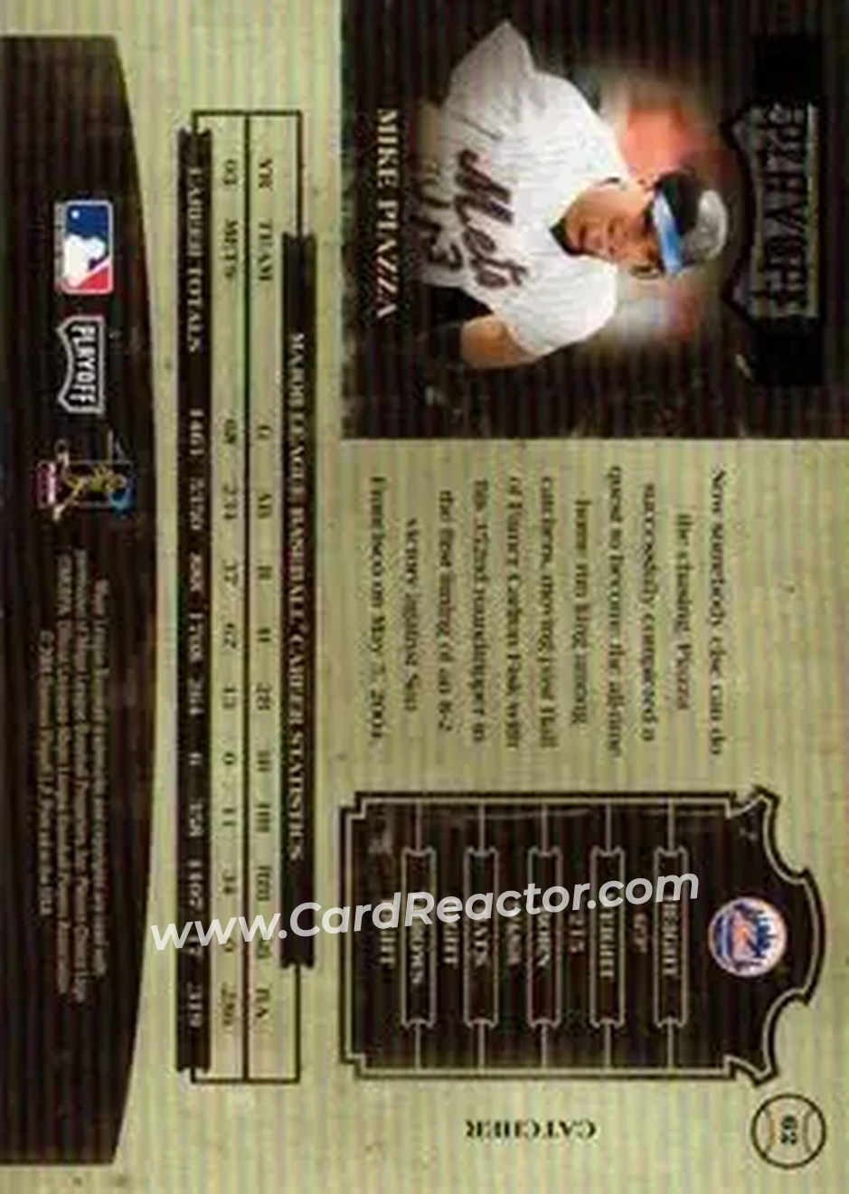 2004 Playoff Prime Cuts II #62 - Mike Piazza - New York Mets - Back