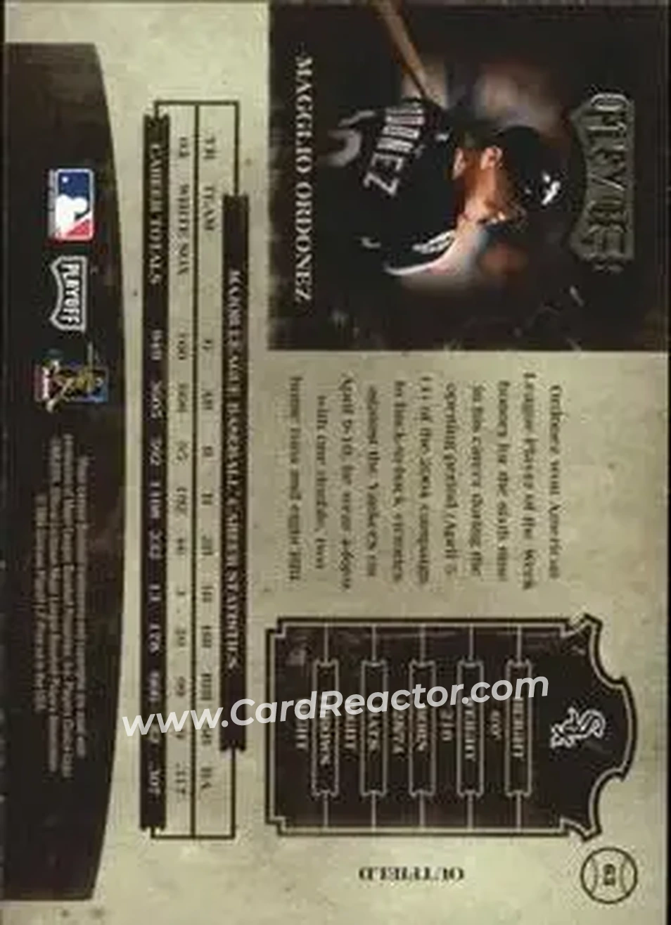 2004 Playoff Prime Cuts II #63 - Magglio Ordonez - Chicago White Sox - Back