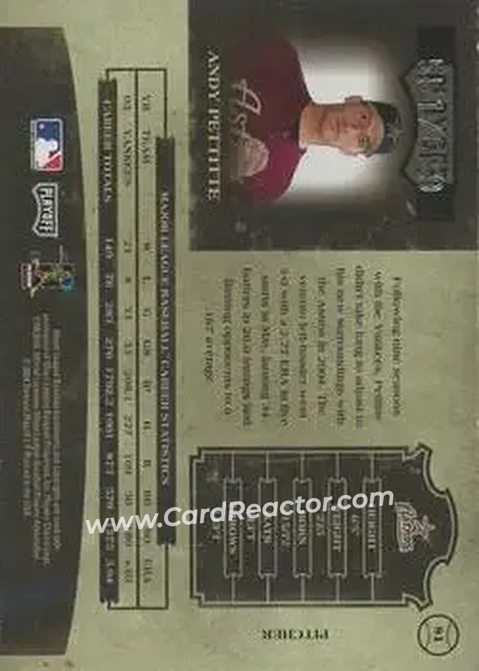 2004 Playoff Prime Cuts II #81 - Andy Pettitte - Houston Astros - Back 2004 Playoff Prime Cuts II #81 - Andy Pettitte - Houston Astros - Back