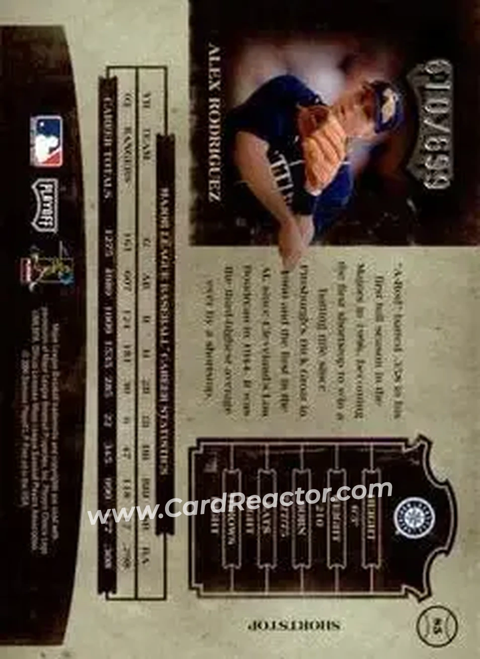 2004 Playoff Prime Cuts II #85 - Alex Rodriguez - Seattle Mariners - Back