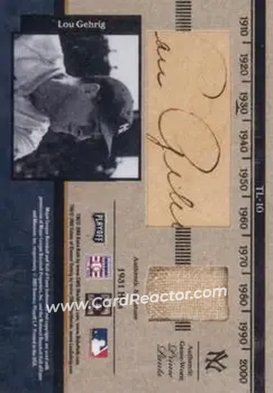 2004 Playoff Prime Cuts - Timeline Dual League Leaders Material Signature #TL-10 - Babe Ruth - Lou Gehrig - New York Yankees - Back