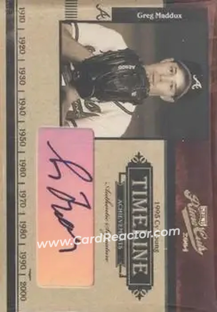 2004 Playoff Prime Cuts - Timeline Signature #19 - Greg Maddux - Atlanta Braves - Front 2004 Playoff Prime Cuts - Timeline Signature #19 - Greg Maddux - Atlanta Braves - Front